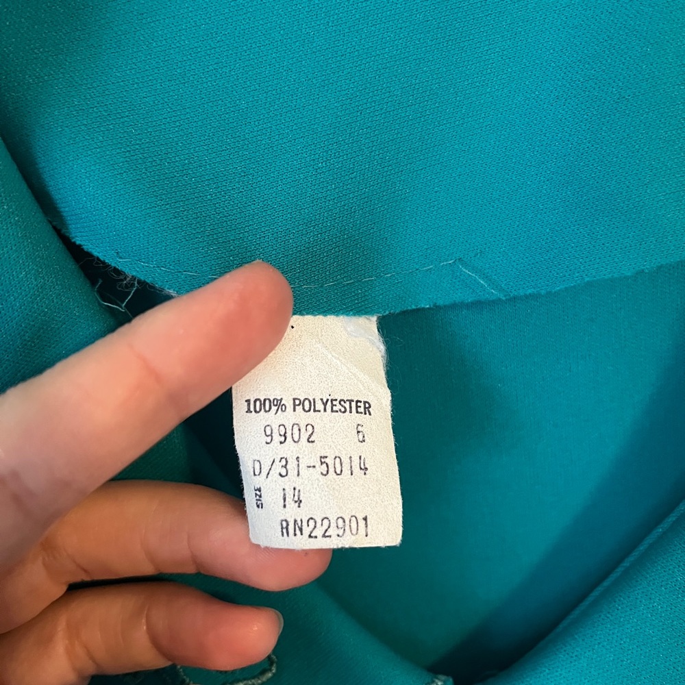 Vintage 70s Peplum Top— small- medium - Teal - Picture 3 of 5